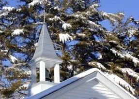 First Parish Chapel steeple in winter